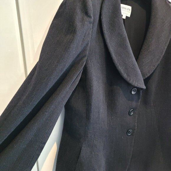 Armani Collezioni Black Wool Blazer Size 12 - Picture 3 of 9